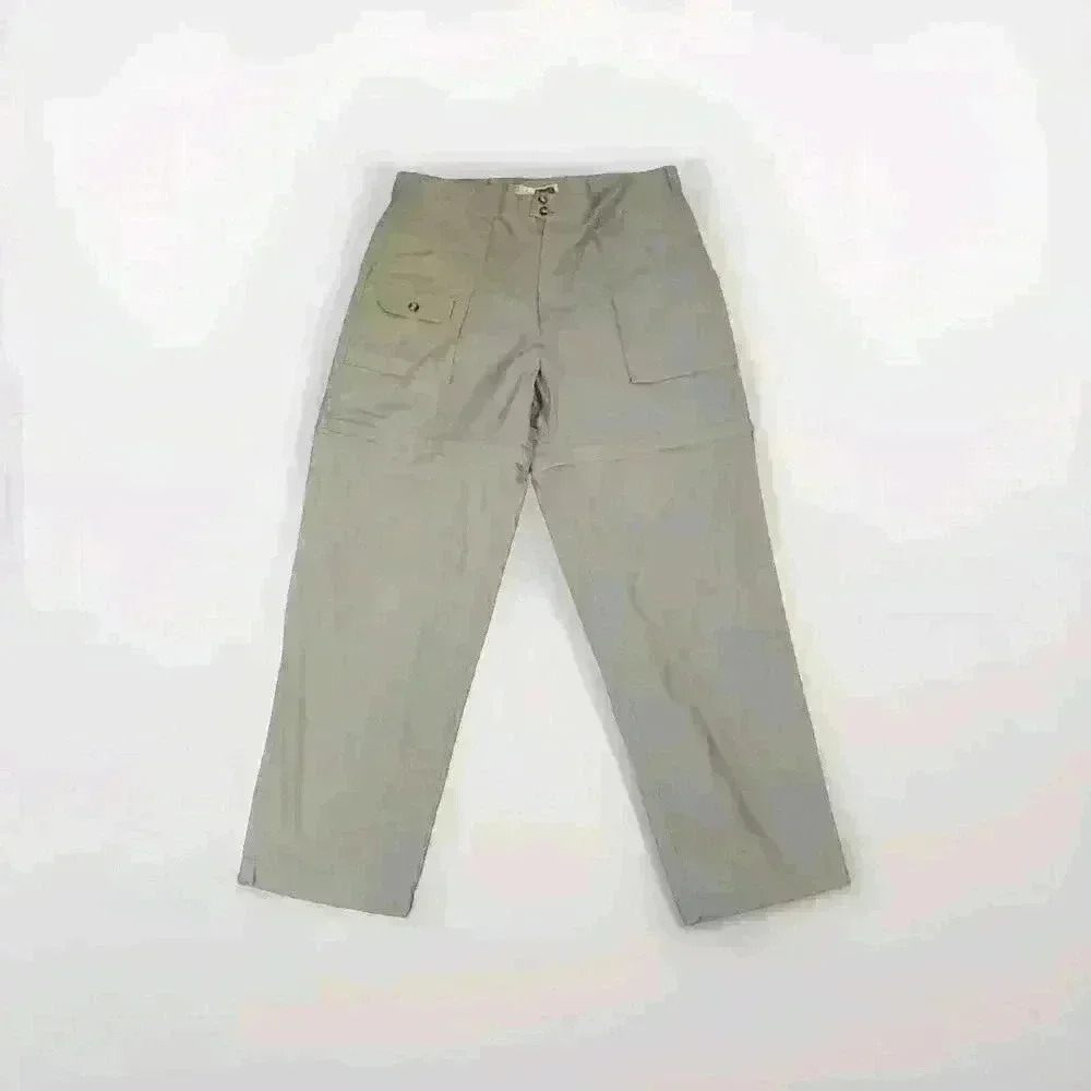 Cabelas Pants Mens Size 38x31 Brown Khaki Convertible Hiking Nylon Zip Off Cargo